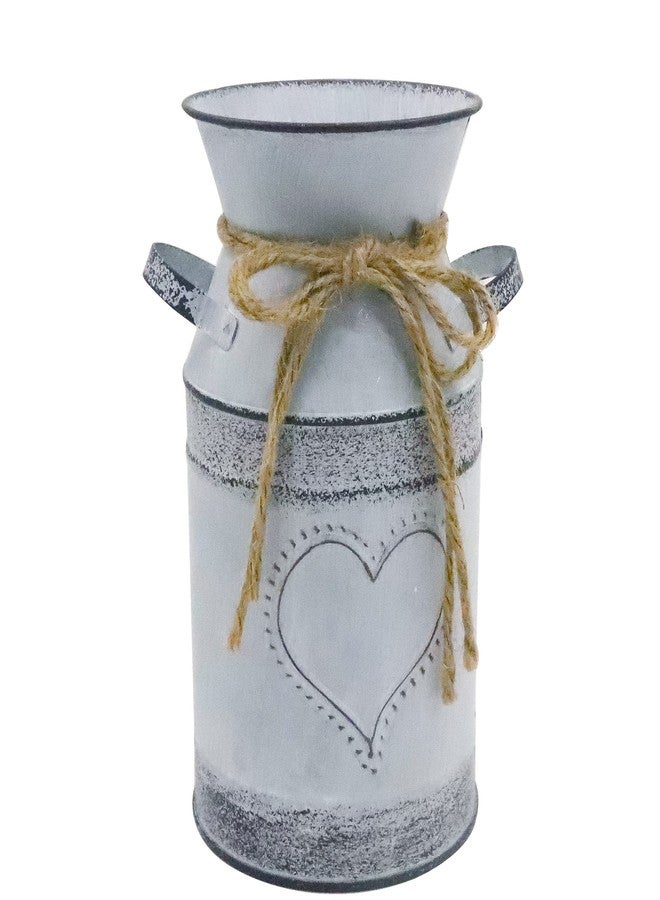 Soyizom Shabby Chic Milk Can with Heart-Shaped and Rope Design French Farmhouse Wedding Decor Vase Metal Flowers Pitcher Vases Galvanized Can Tin Pot Rustic Bucket Primitive Jug for Decorative Holder - Image 2
